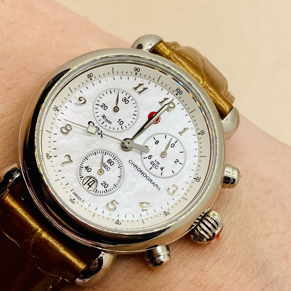 EUC Michele CSX 36mm Stainless Steel Chronograph Watch w/ Alligator Strap - Picture 9 of 16